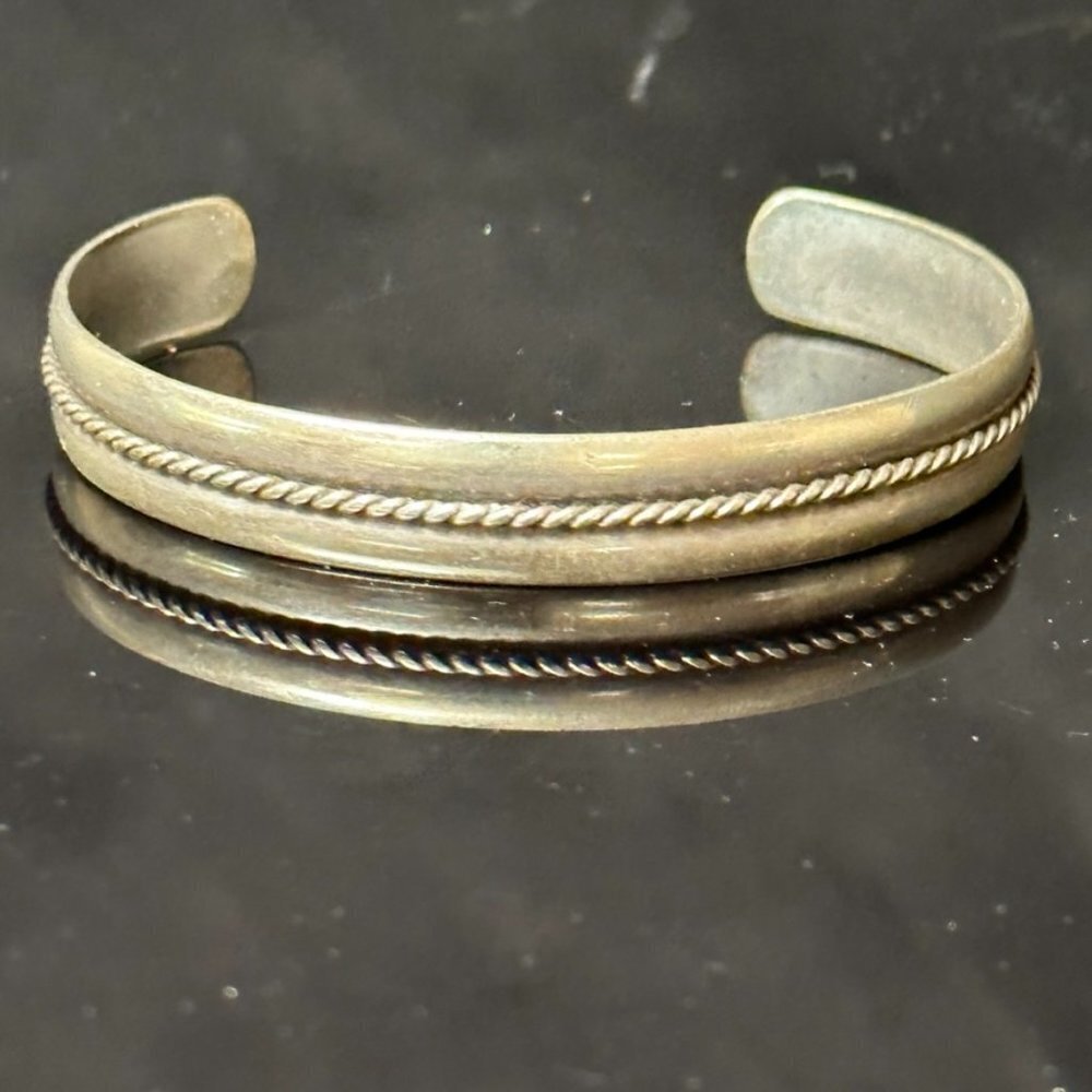 Sterling Silver Mexico Mexican Cuff Bracelet 925 solid tested Mexicana small med - Picture 2 of 8